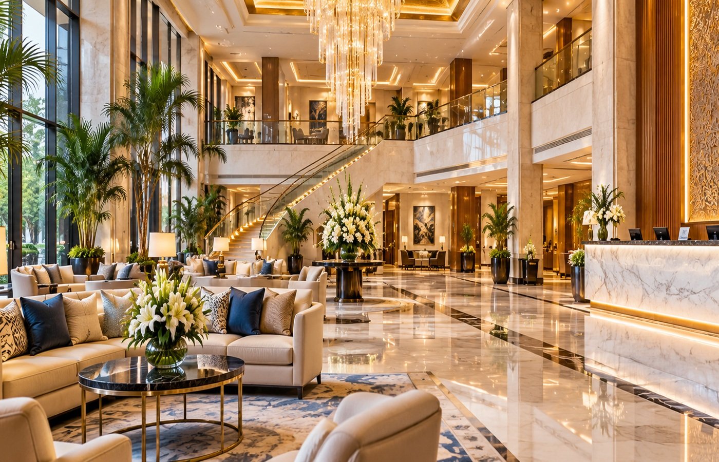 Comfortable hotel lobby in Bengaluru