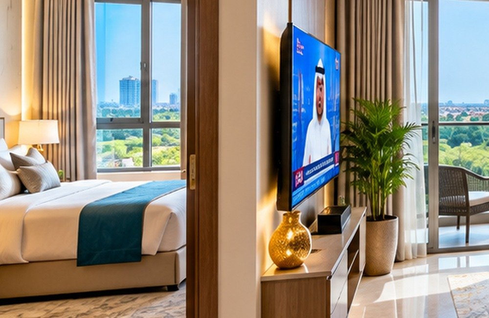 Arabic television in a serviced apartment